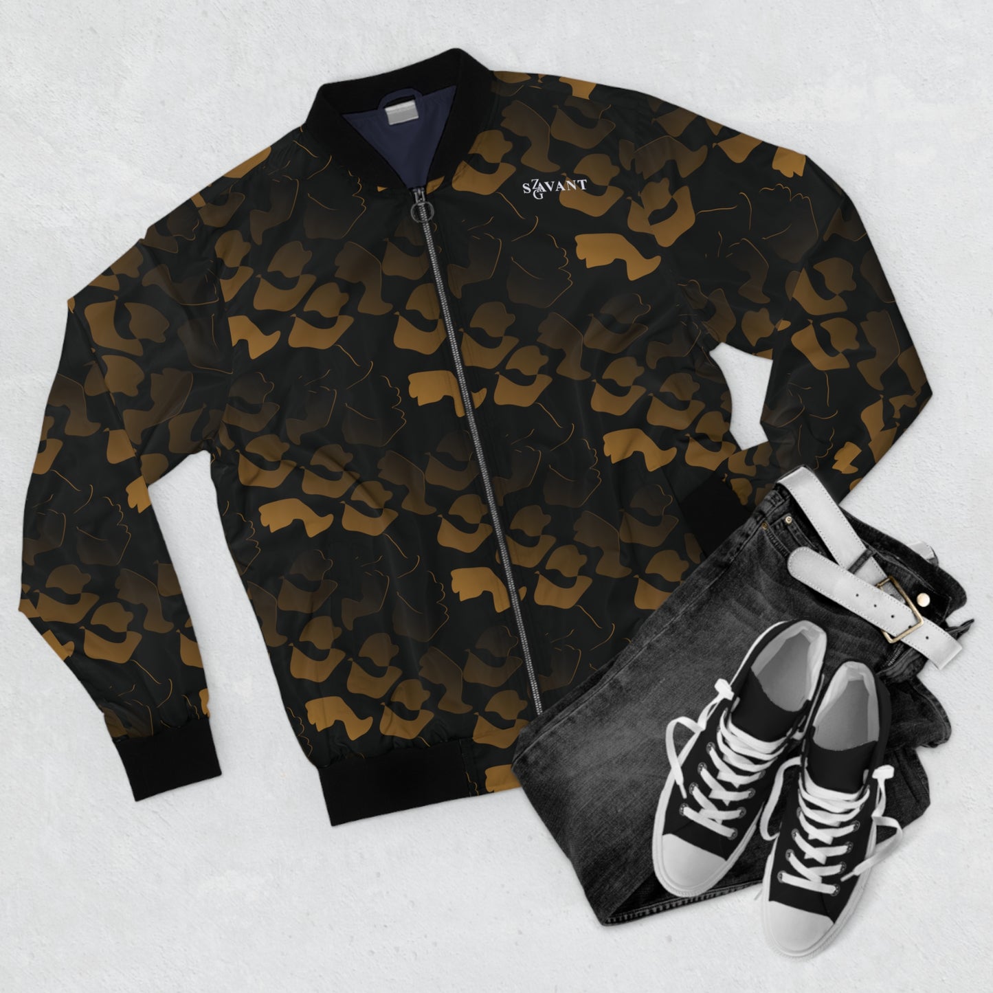 Black and Gold Men's Bomber Jacket