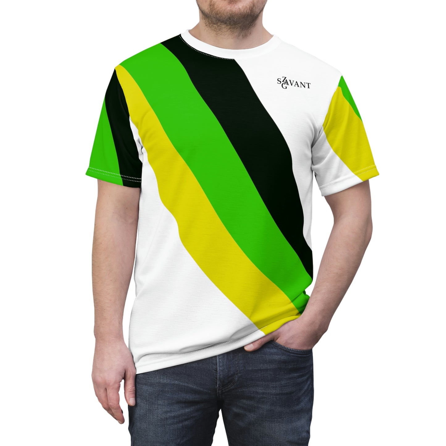 Jamaican Color Men’s Cut & Sew T-shirt - White