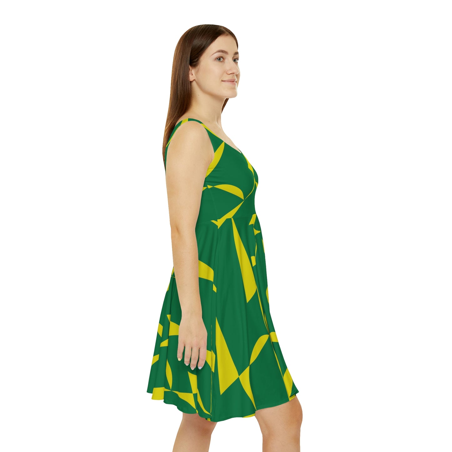 Green And Yellow Skater Dress - Zag Savant