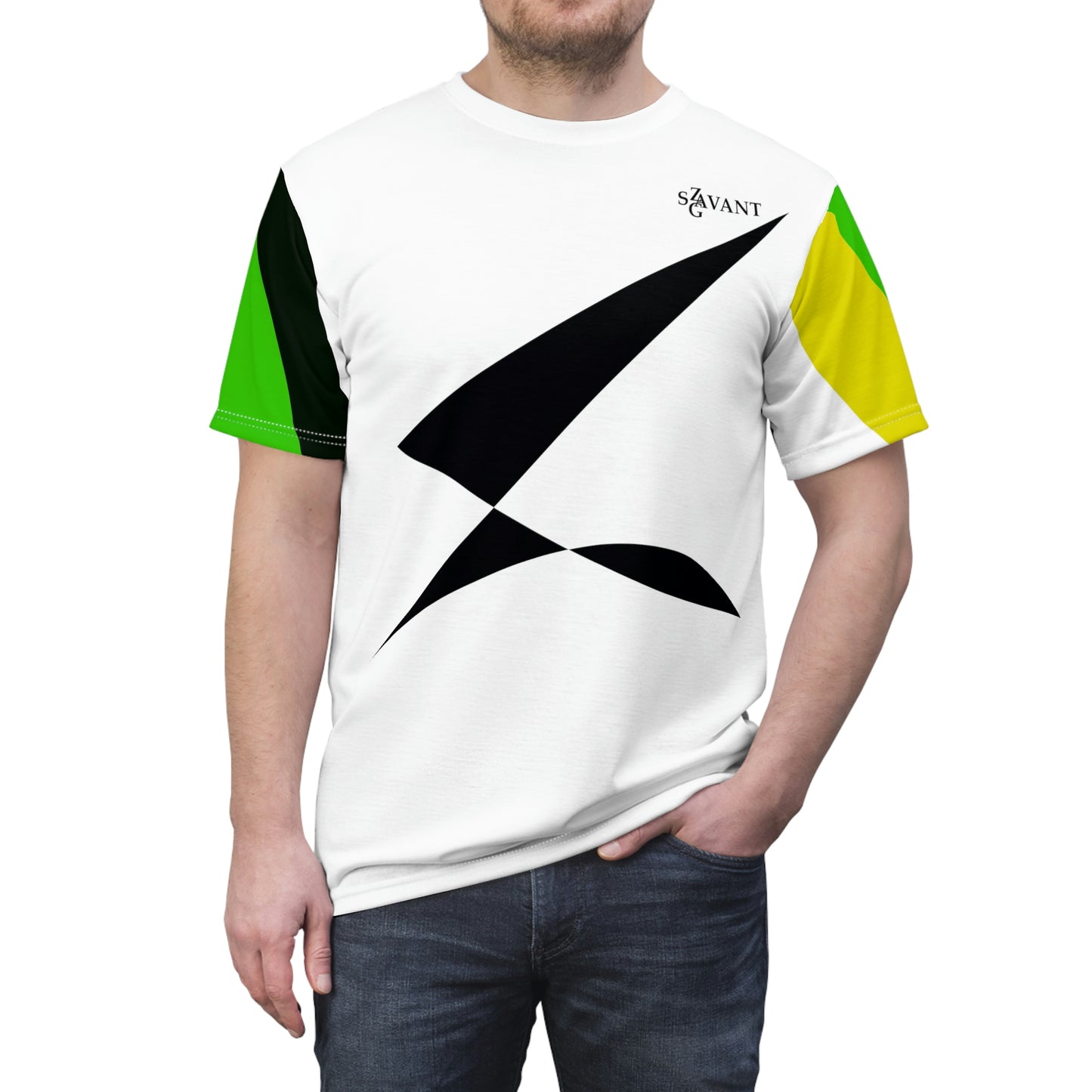 Men’s Cut & Sew T-shirt - White and Black