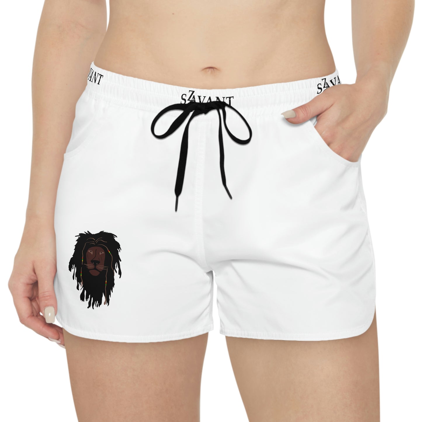 Women's casual drawstring shorts - White