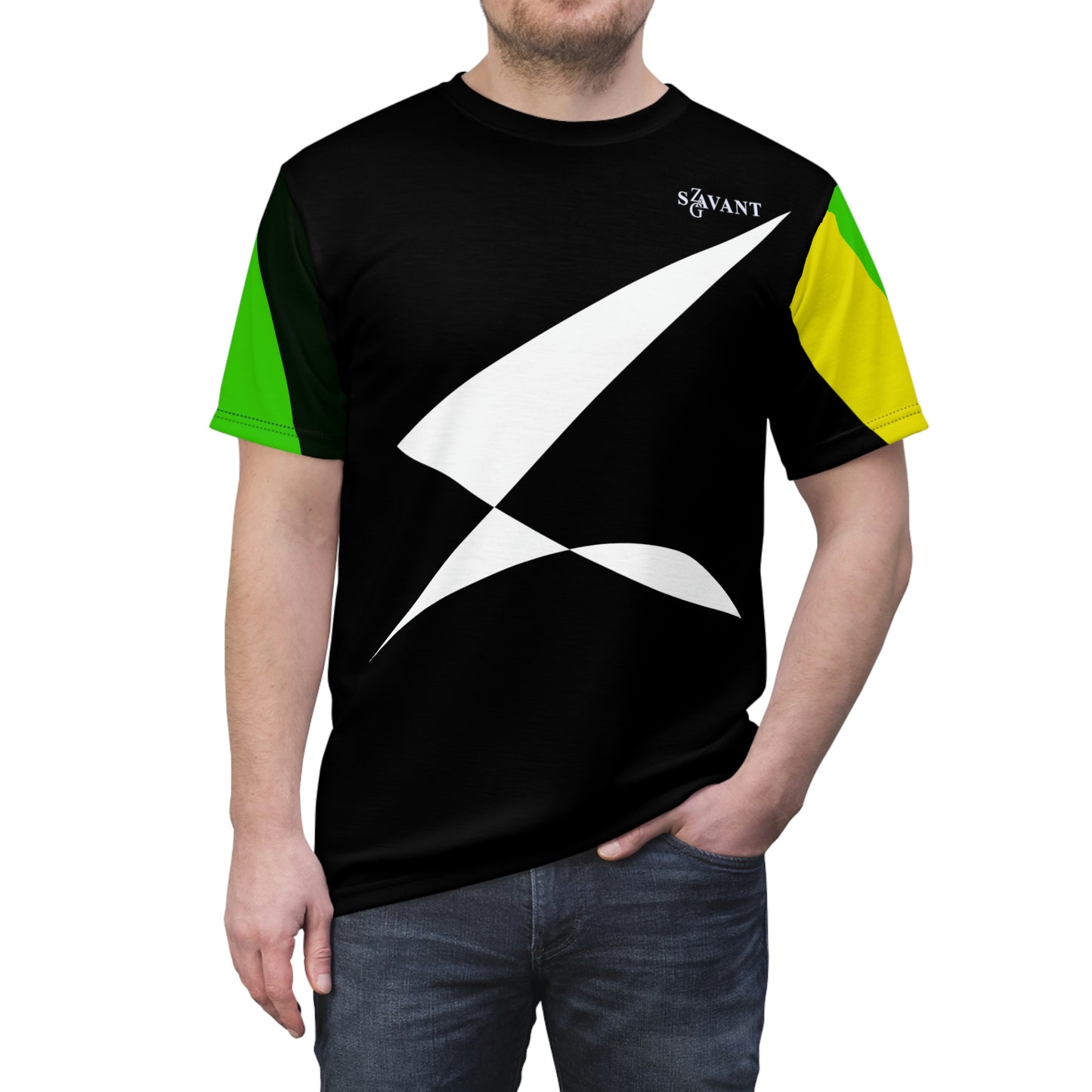 Men’s Cut & Sew T-shirt - Black and White