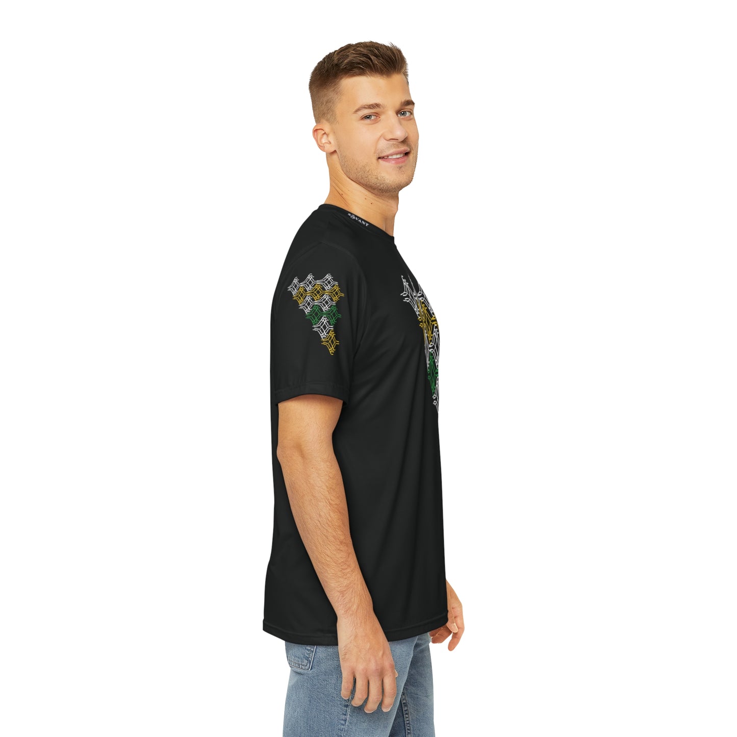 Men's Polyester Graphic T-shirt - Black with JA Colors