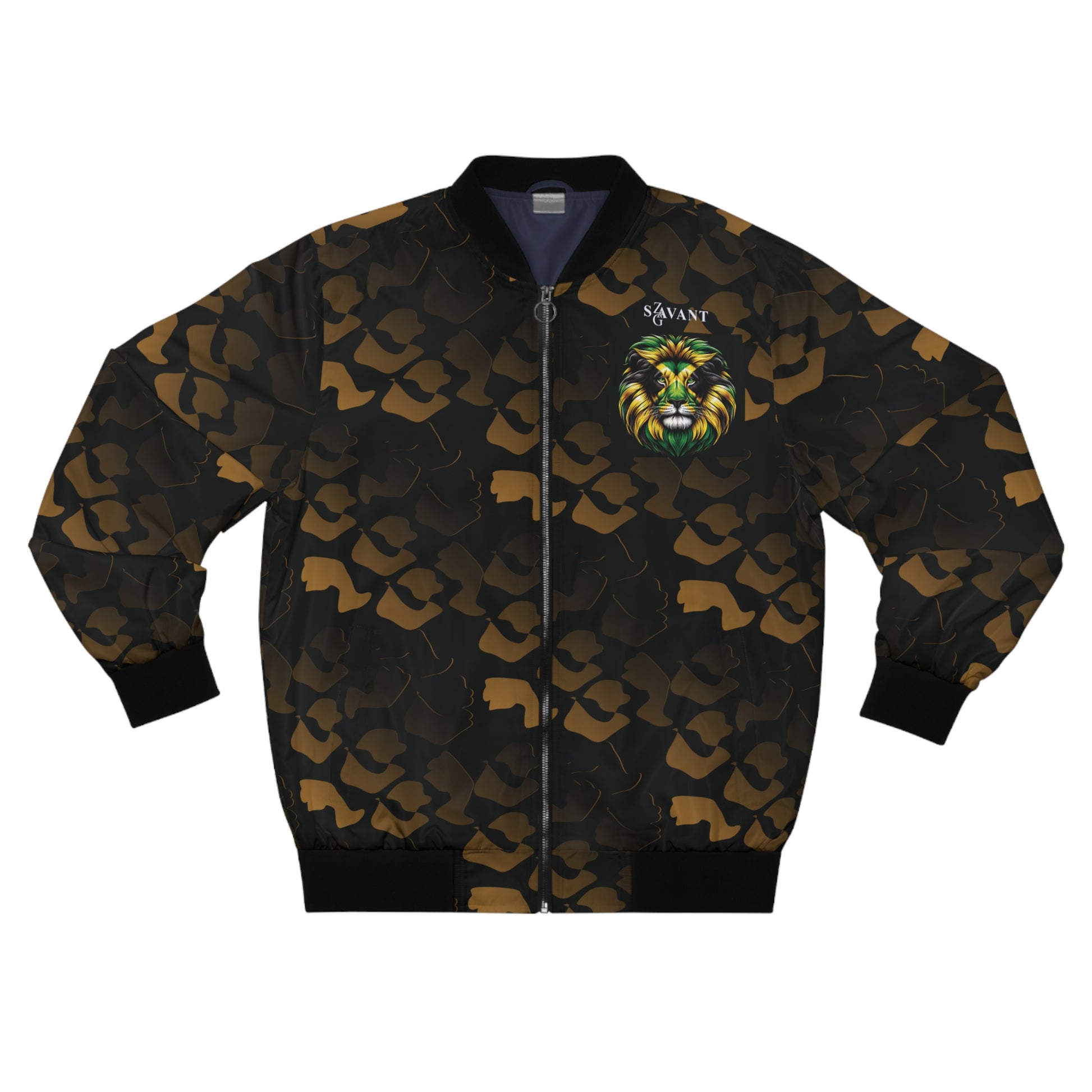 Lion Head | Black and Gold Bomber Jacket