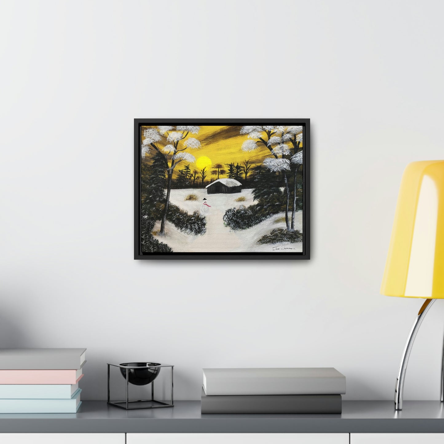 A Snowy Day by the Cabin - Gallery Canvas