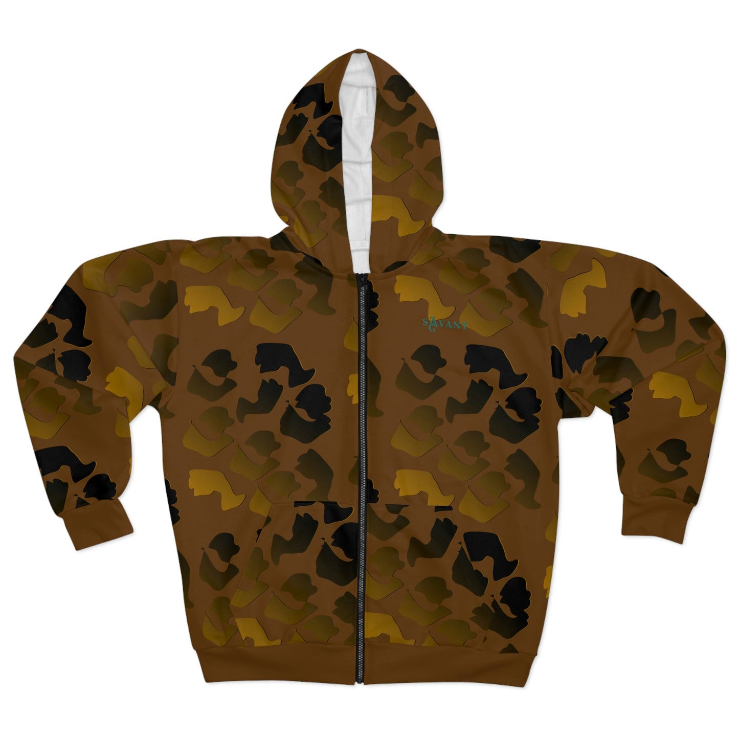 Brown Camouflage Zip Hoodie