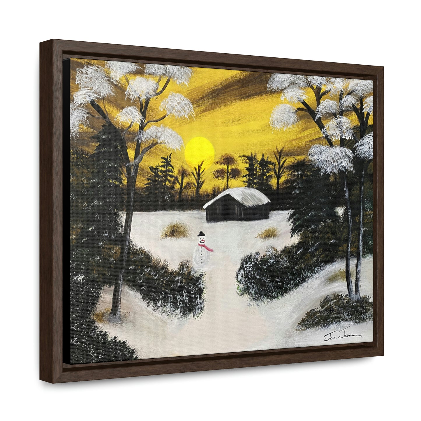 A Snowy Day by the Cabin - Gallery Canvas