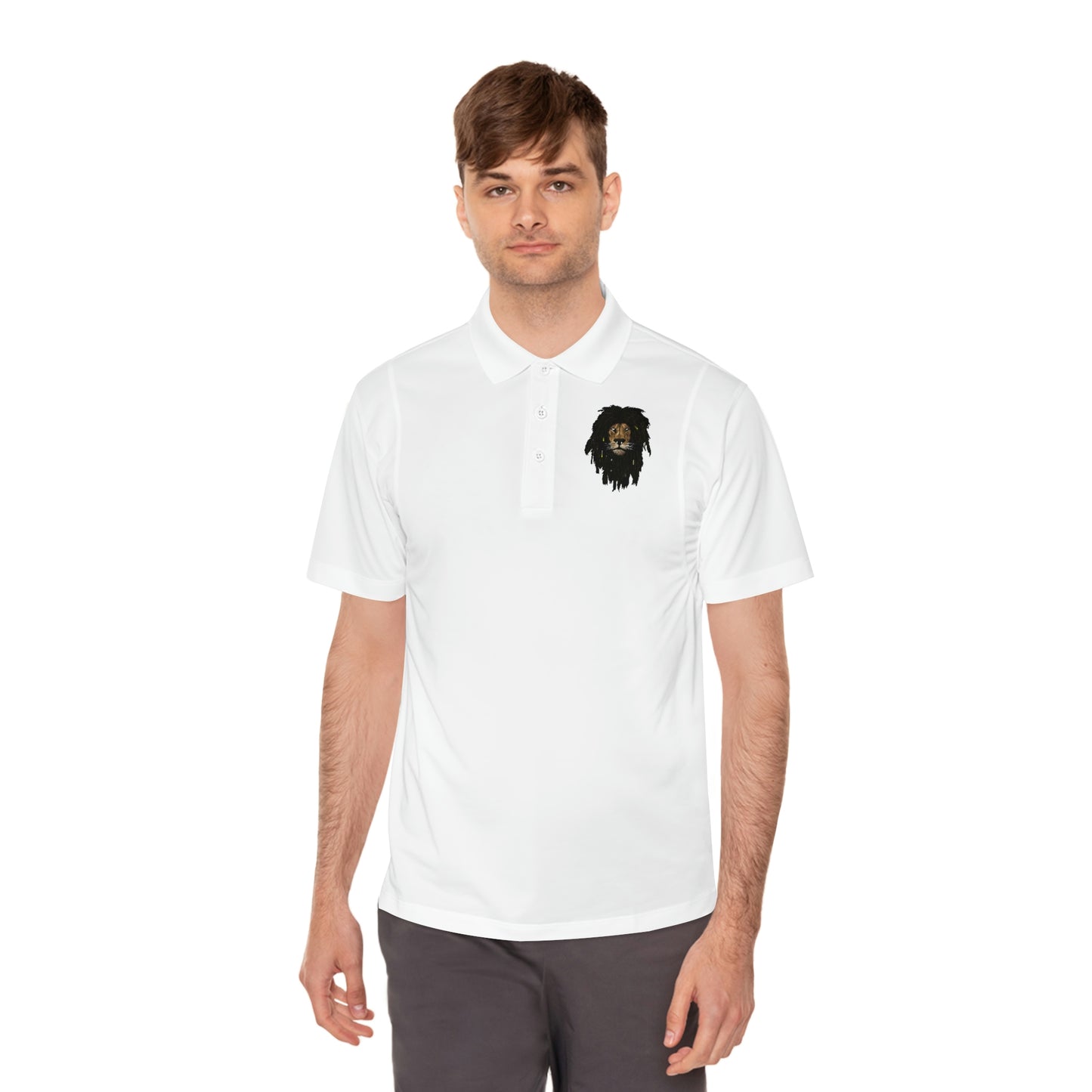 Lion Head Men's Sport Polo Shirt - White