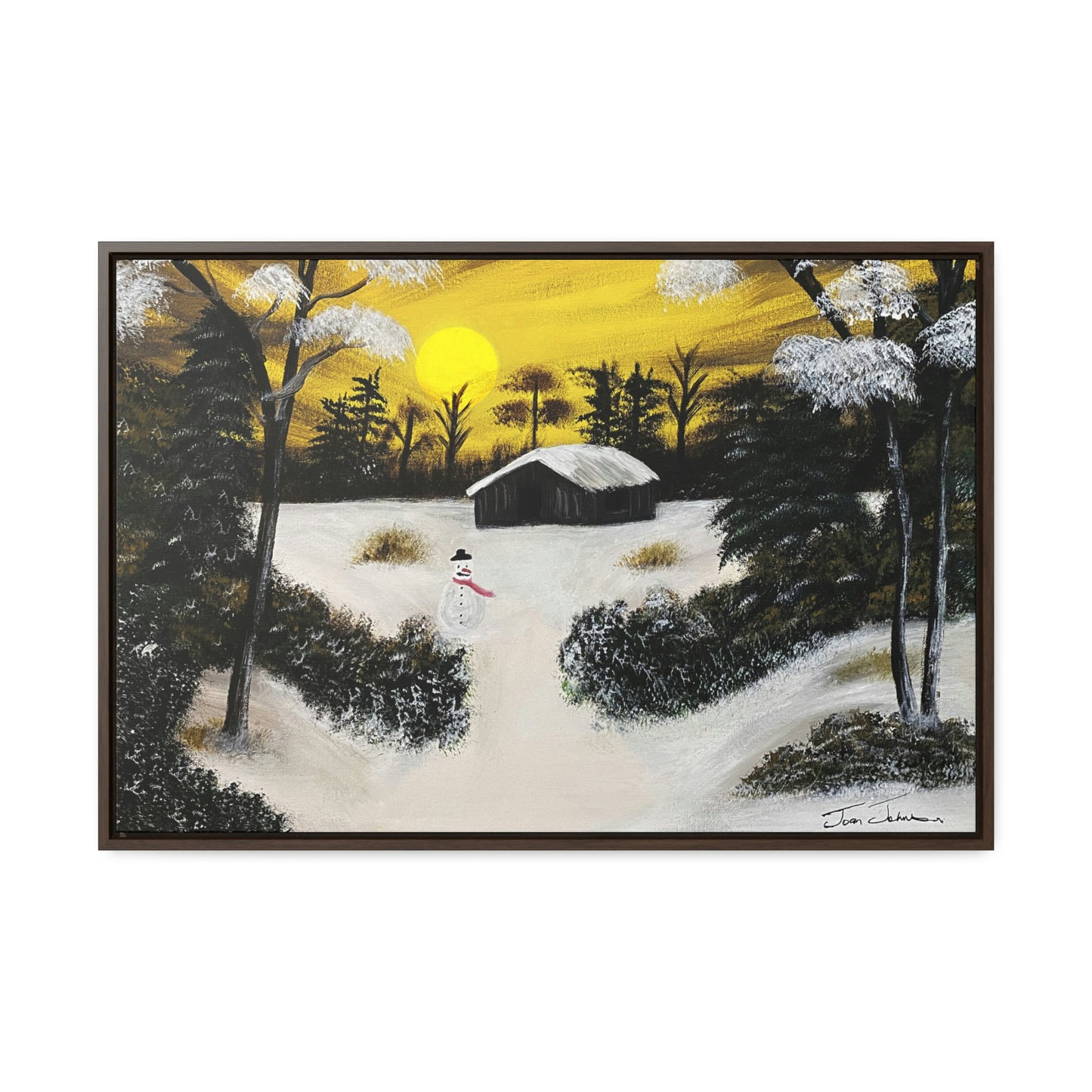 A Snowy Day by the Cabin - Gallery Canvas