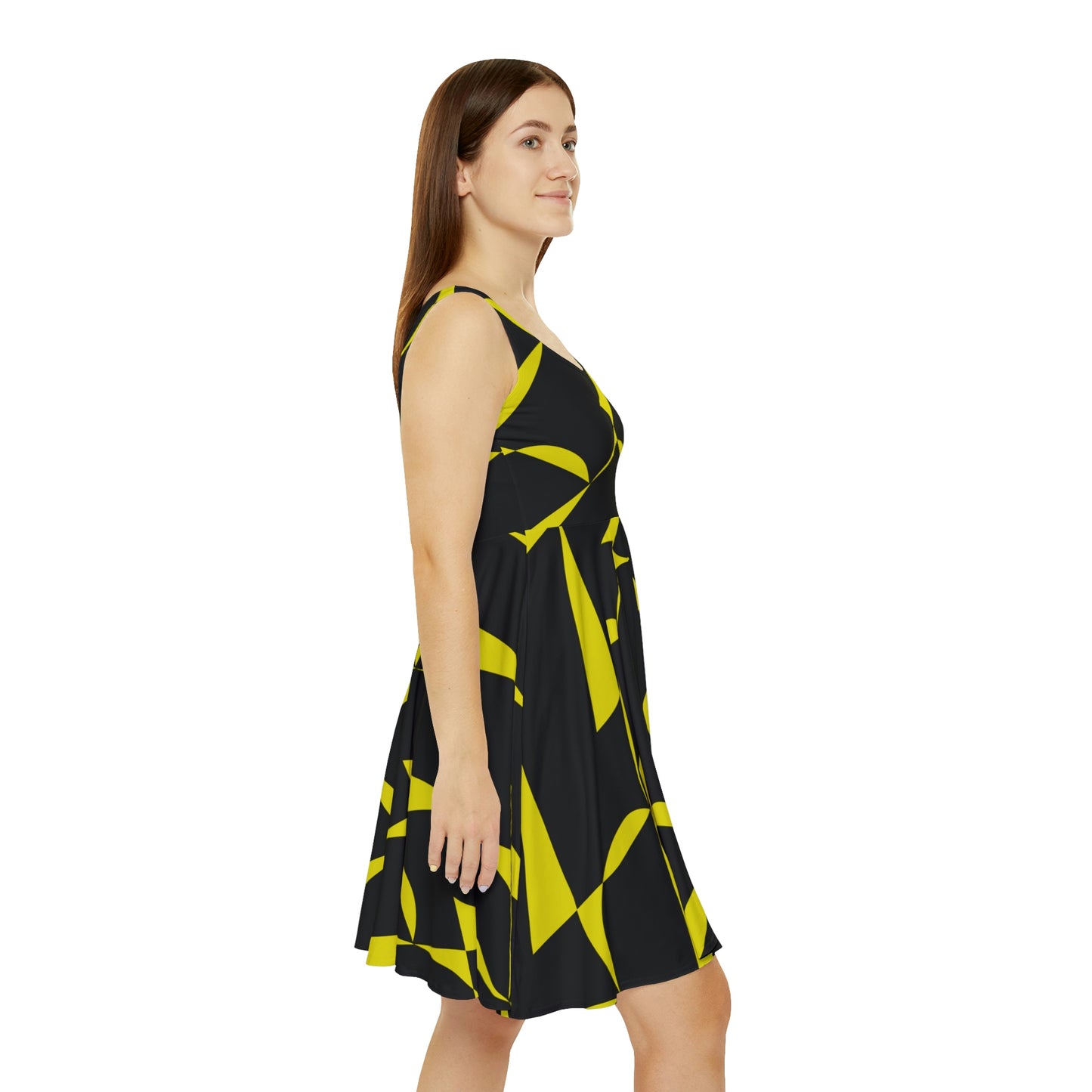 Black And Yellow Skater Dress - Zag Savant