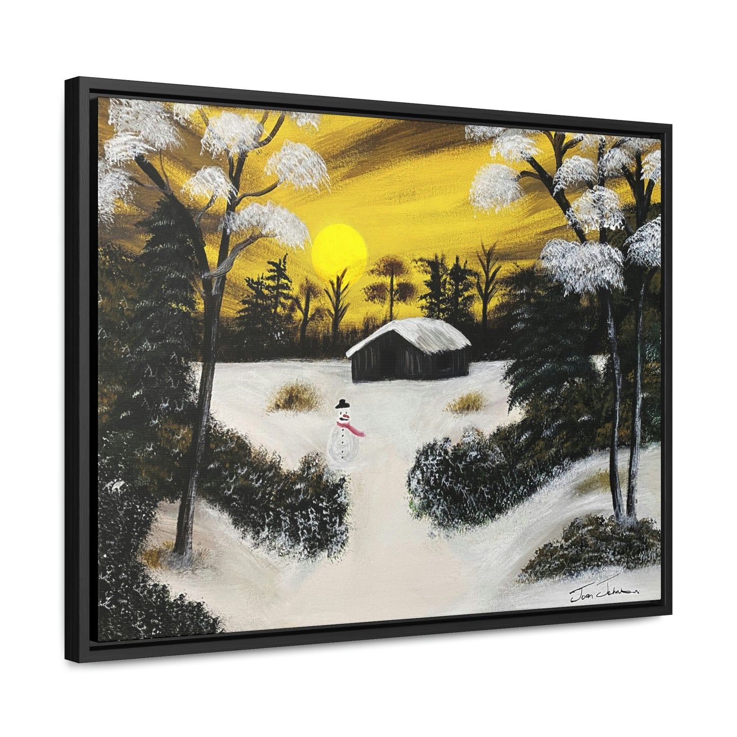 A Snowy Day by the Cabin - Gallery Canvas