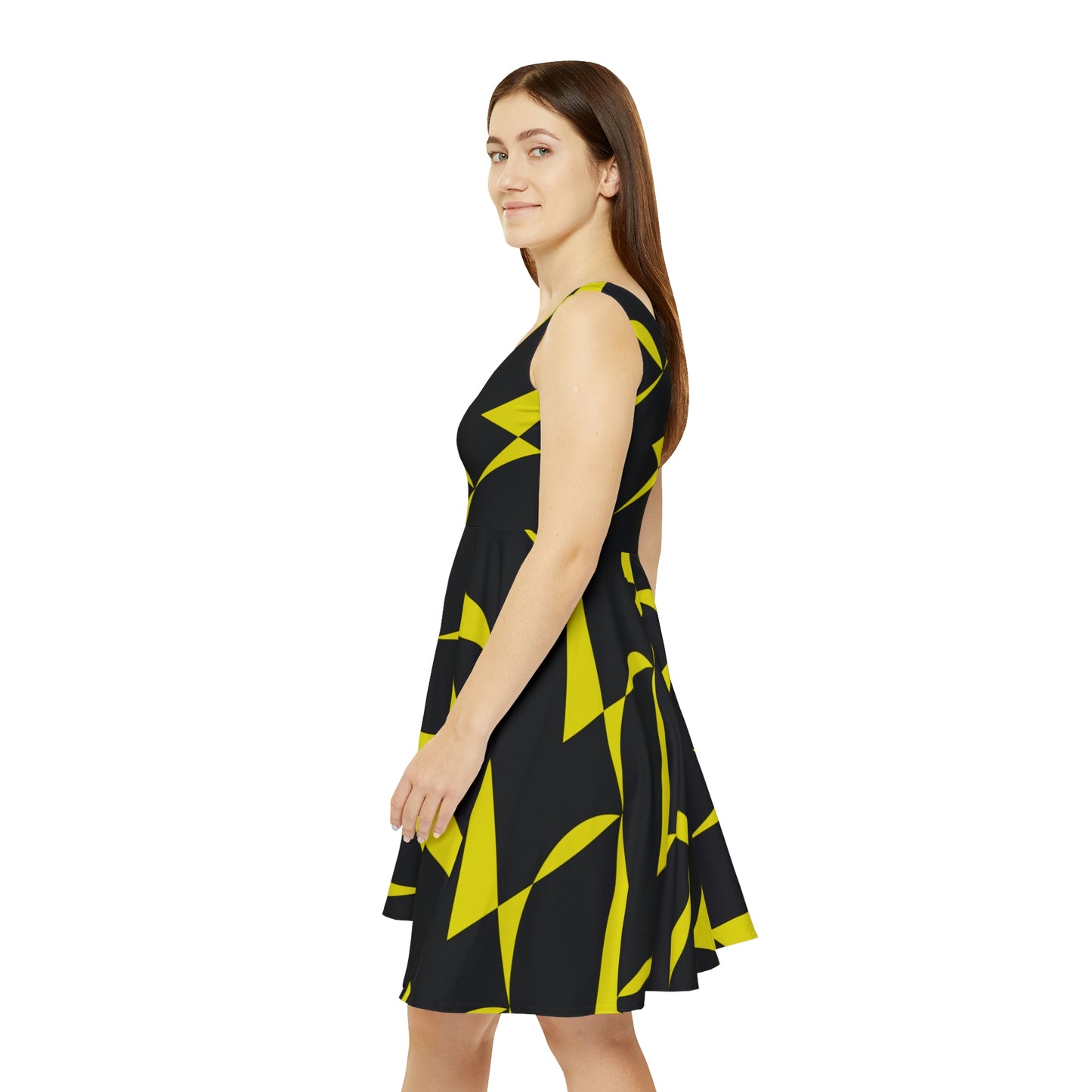 Black And Yellow Skater Dress - Zag Savant
