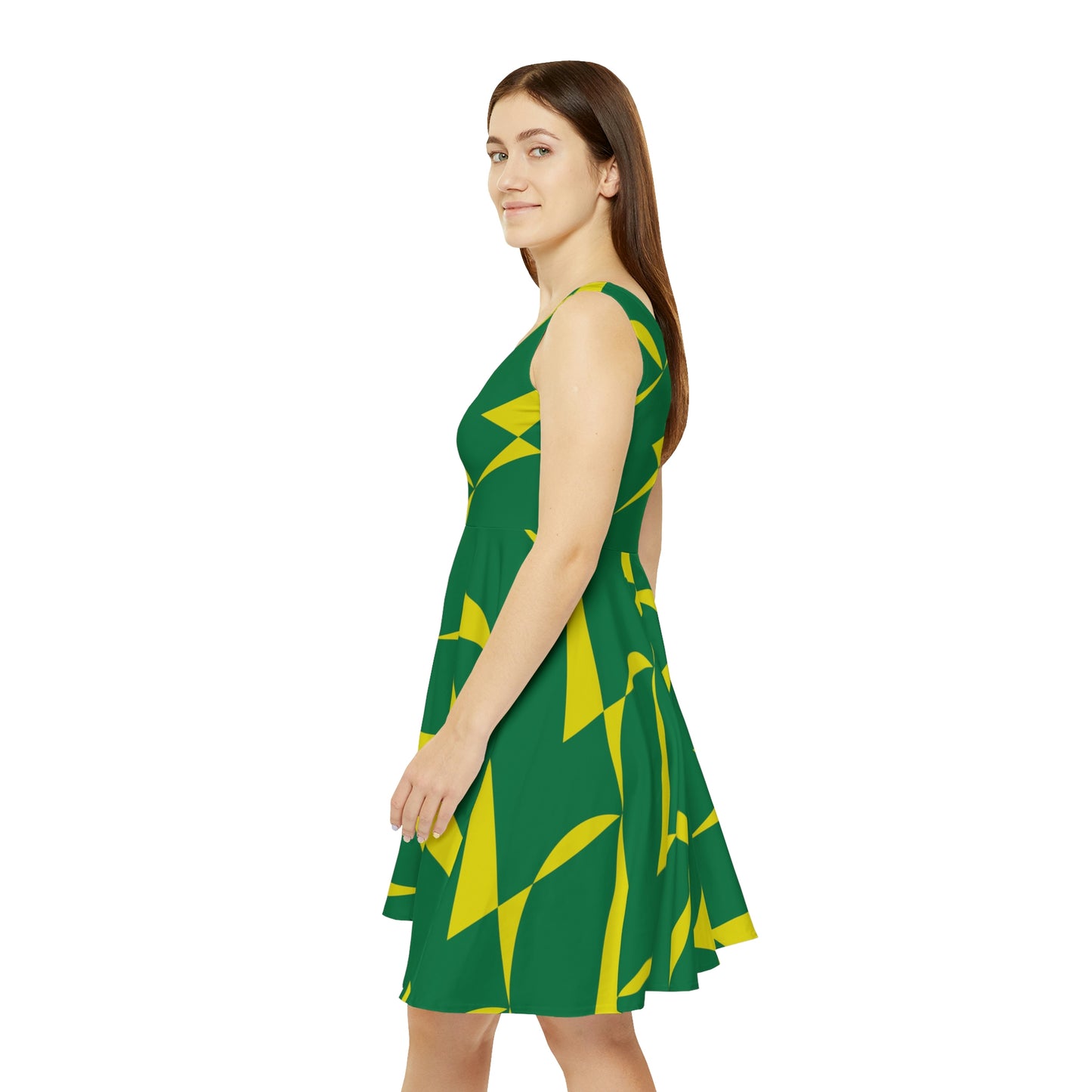 Green And Yellow Skater Dress - Zag Savant