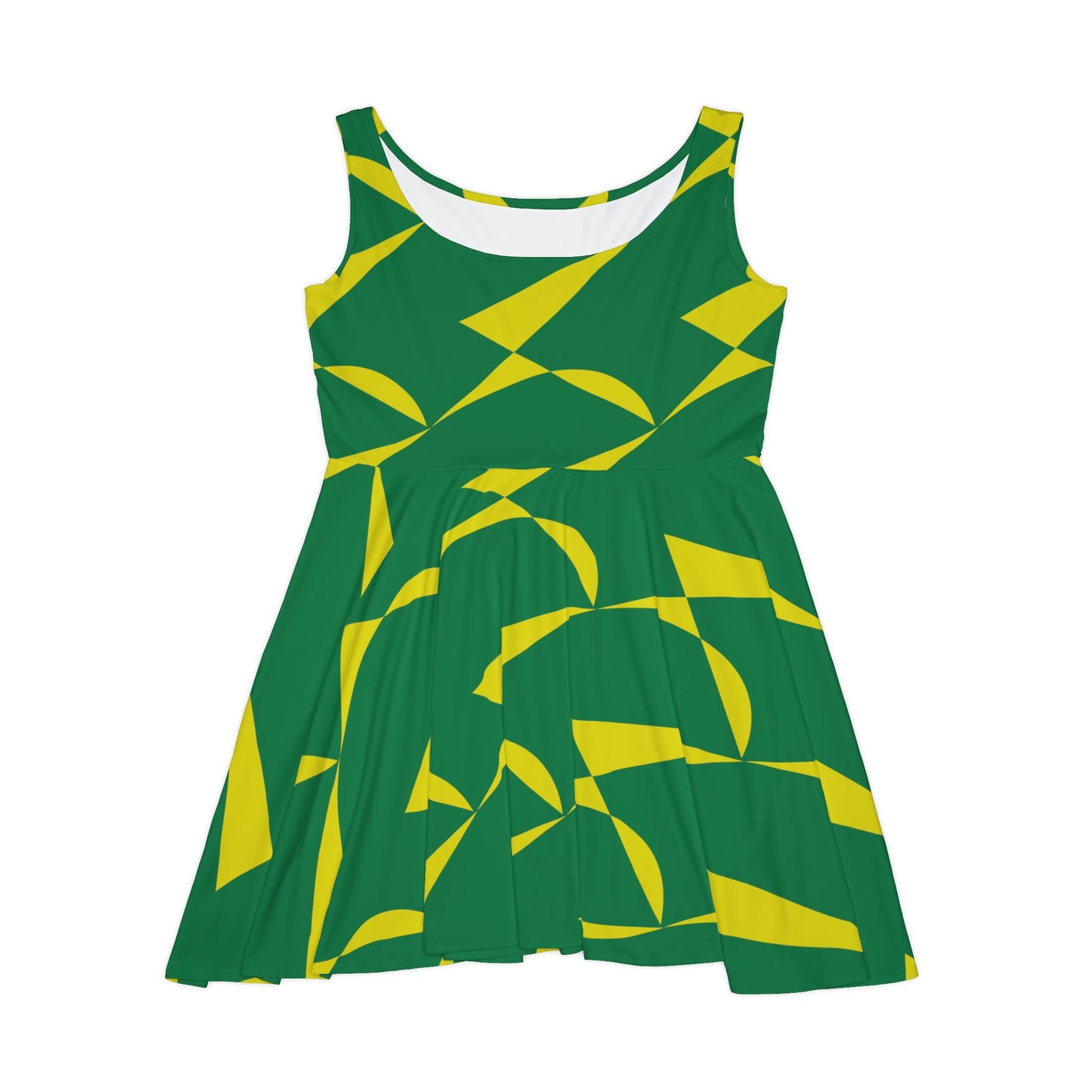 Green And Yellow Skater Dress - Zag Savant