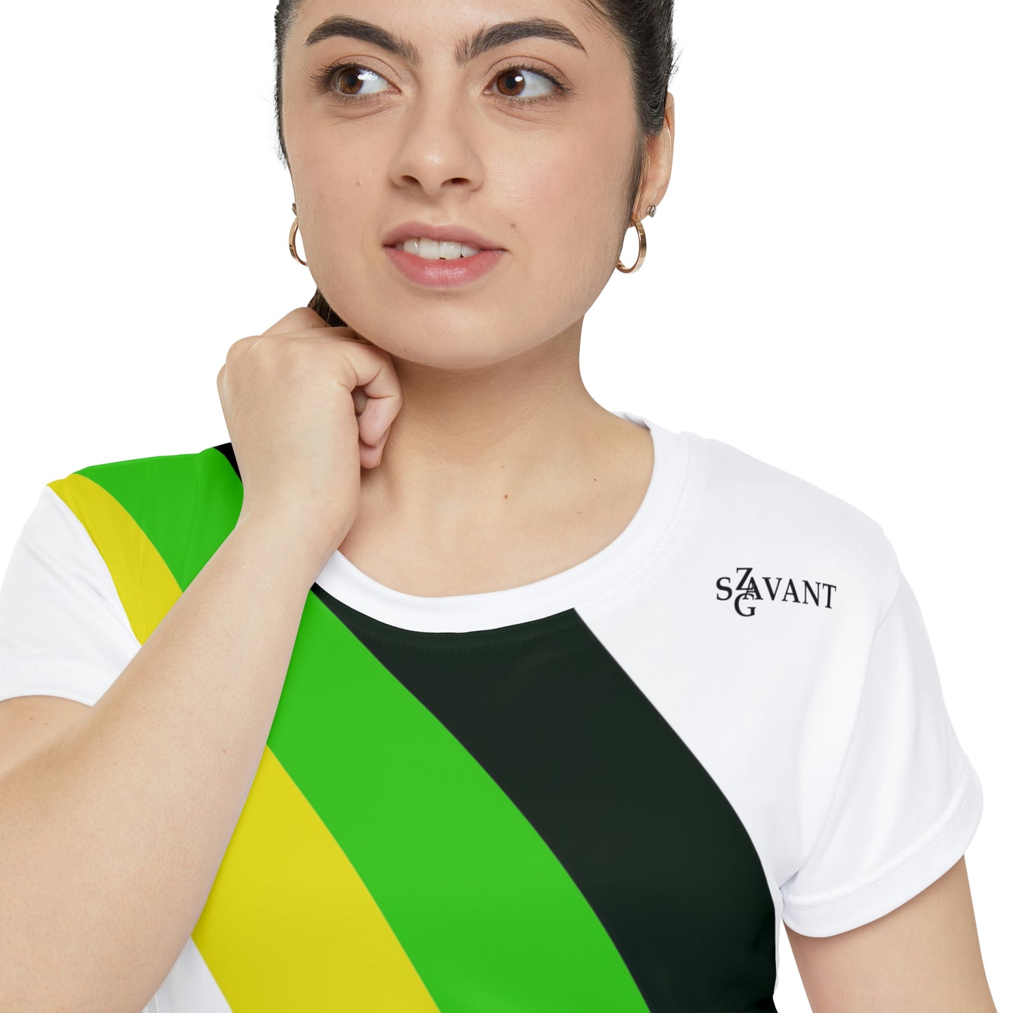 Jamaican Color Short Sleeve T-shirt - Women's (White)