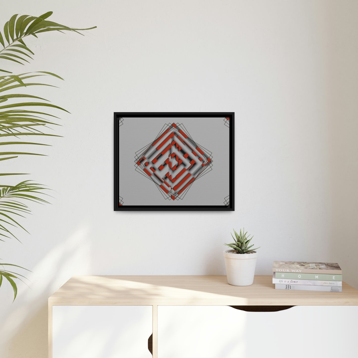 Abstract Art Red - Matte Canvas, Black Frame