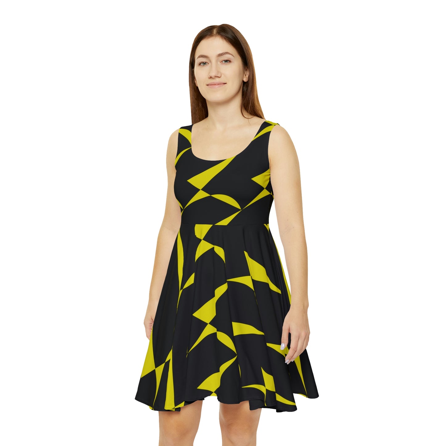 Black And Yellow Skater Dress - Zag Savant