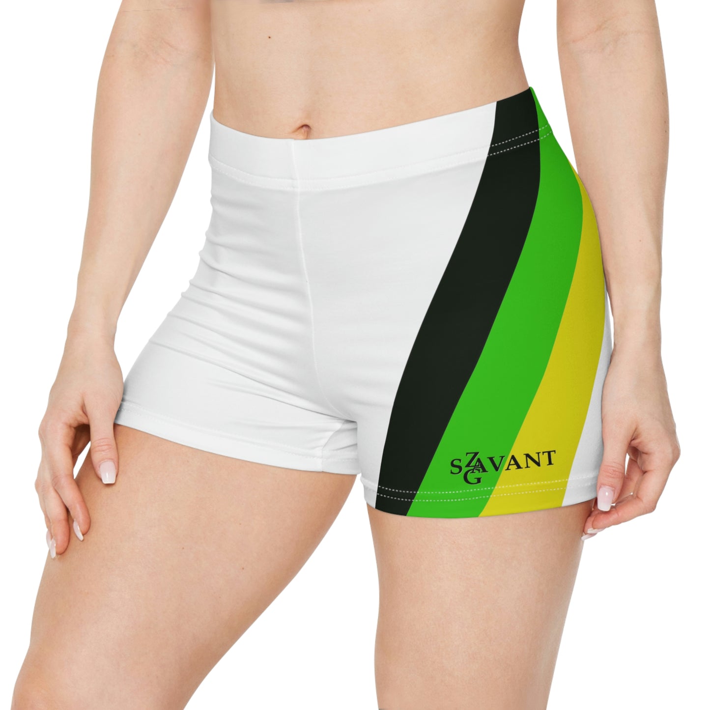 White Sports Shorts (Jamaican Colors - Women's)