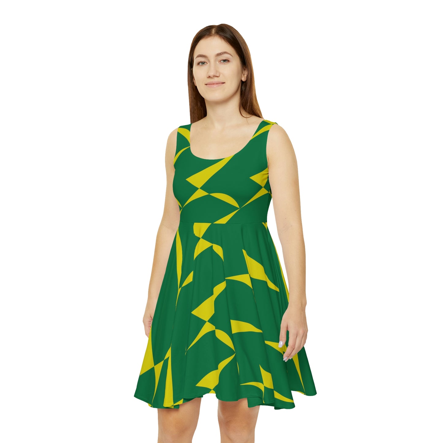 Green And Yellow Skater Dress - Zag Savant