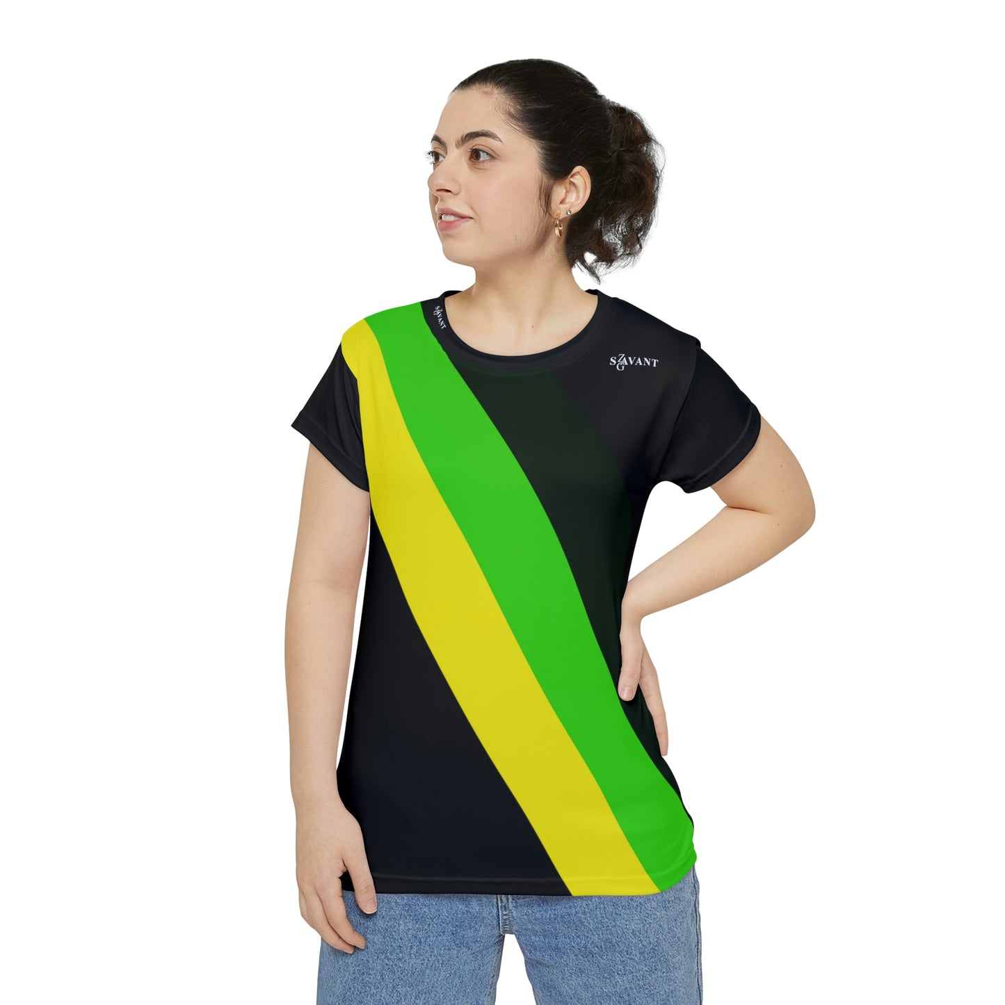 Jamaican Color Short Sleeve T-shirt - Women's (Black)