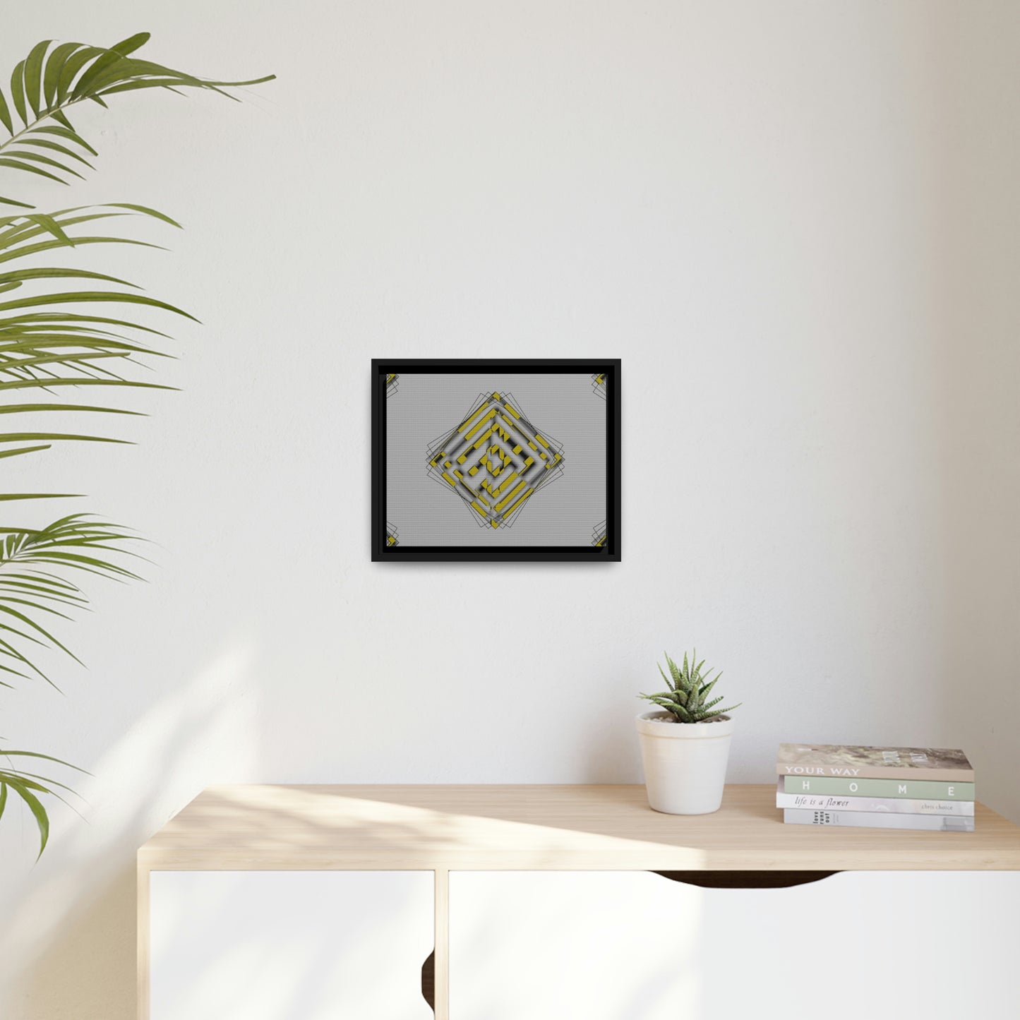 Abstract Art - Yellow | Matte Canvas | Black Frame