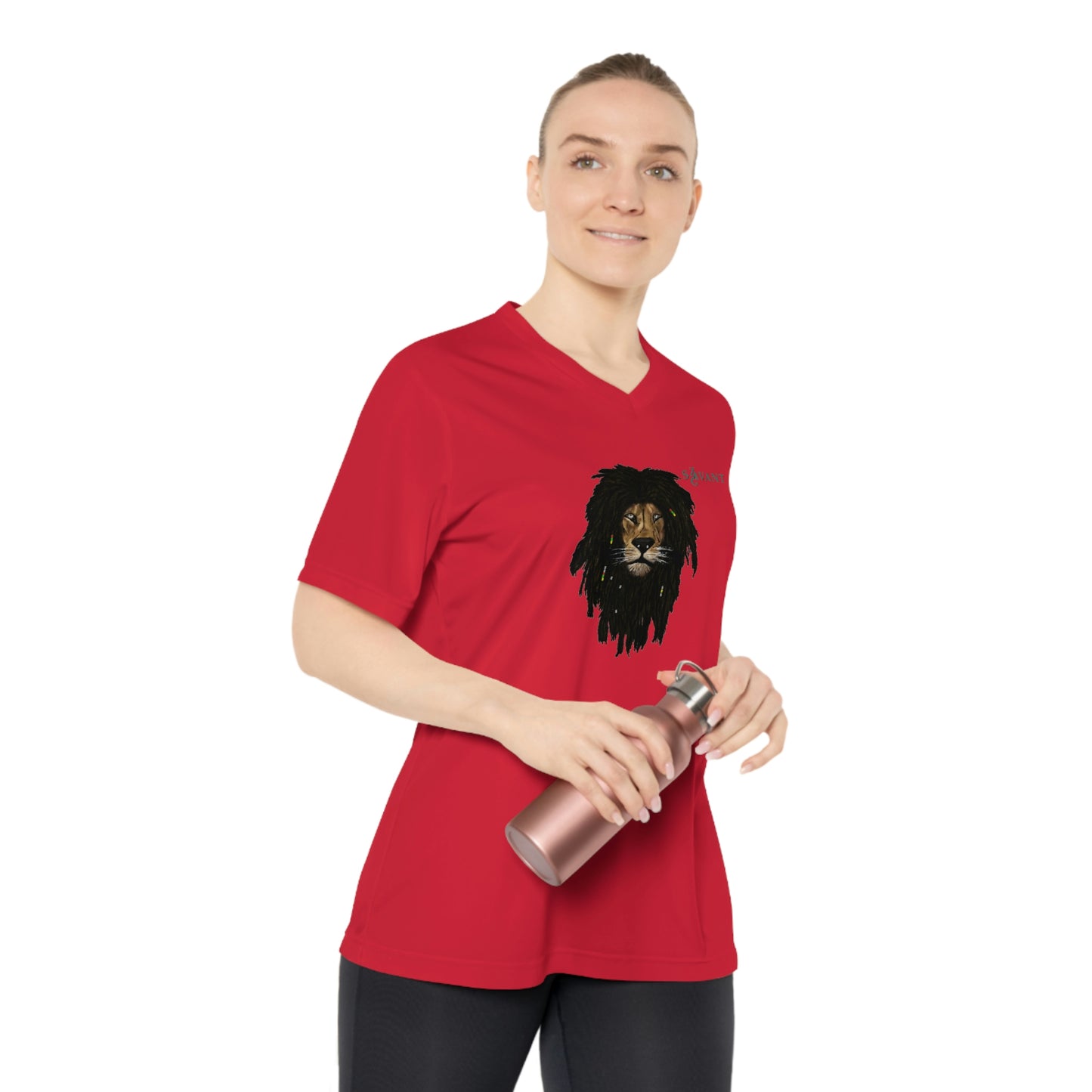 Lion Head - Women's Performance V-Neck T-Shirt