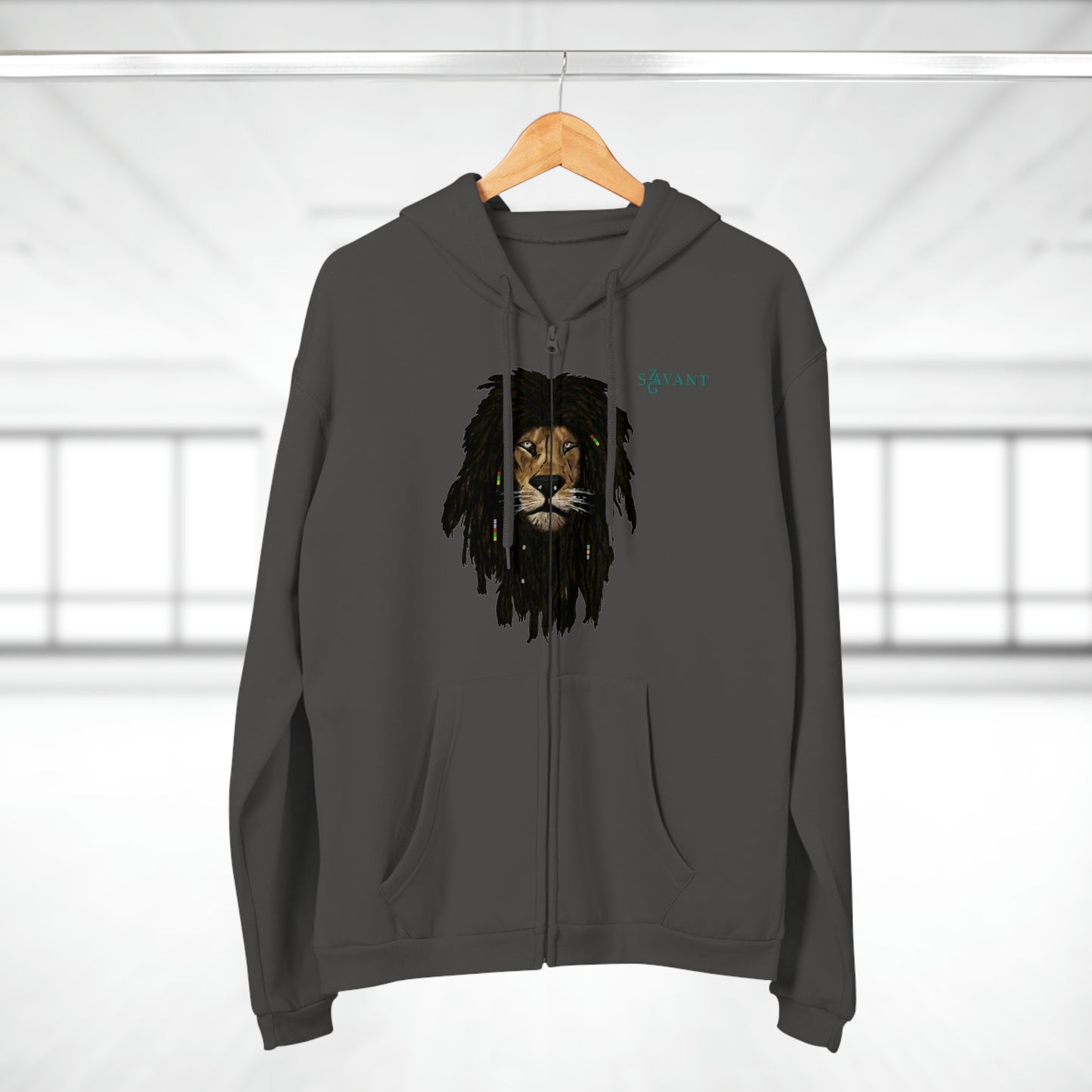 Unisex Hooded Zip Sweatshirt - Lion Head