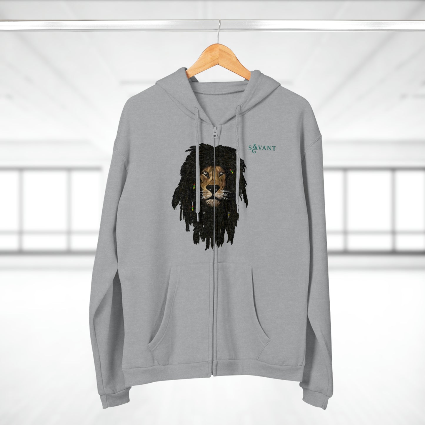 Unisex Hooded Zip Sweatshirt - Lion Head