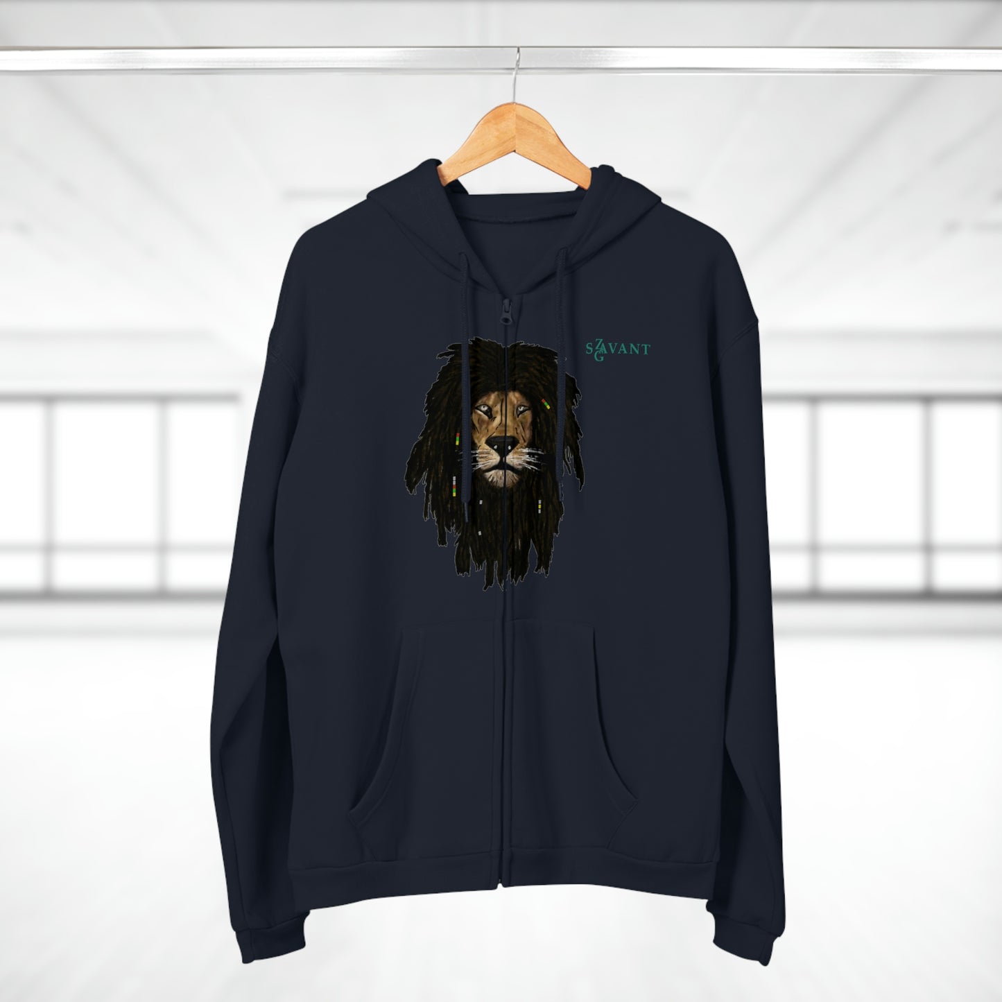Unisex Hooded Zip Sweatshirt - Lion Head