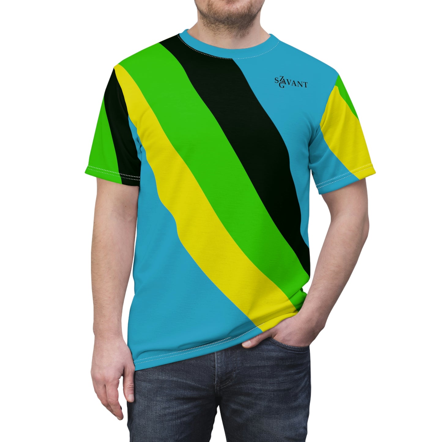 Jamaican Color Men’s Cut & Sew T-shirt - Turquoise