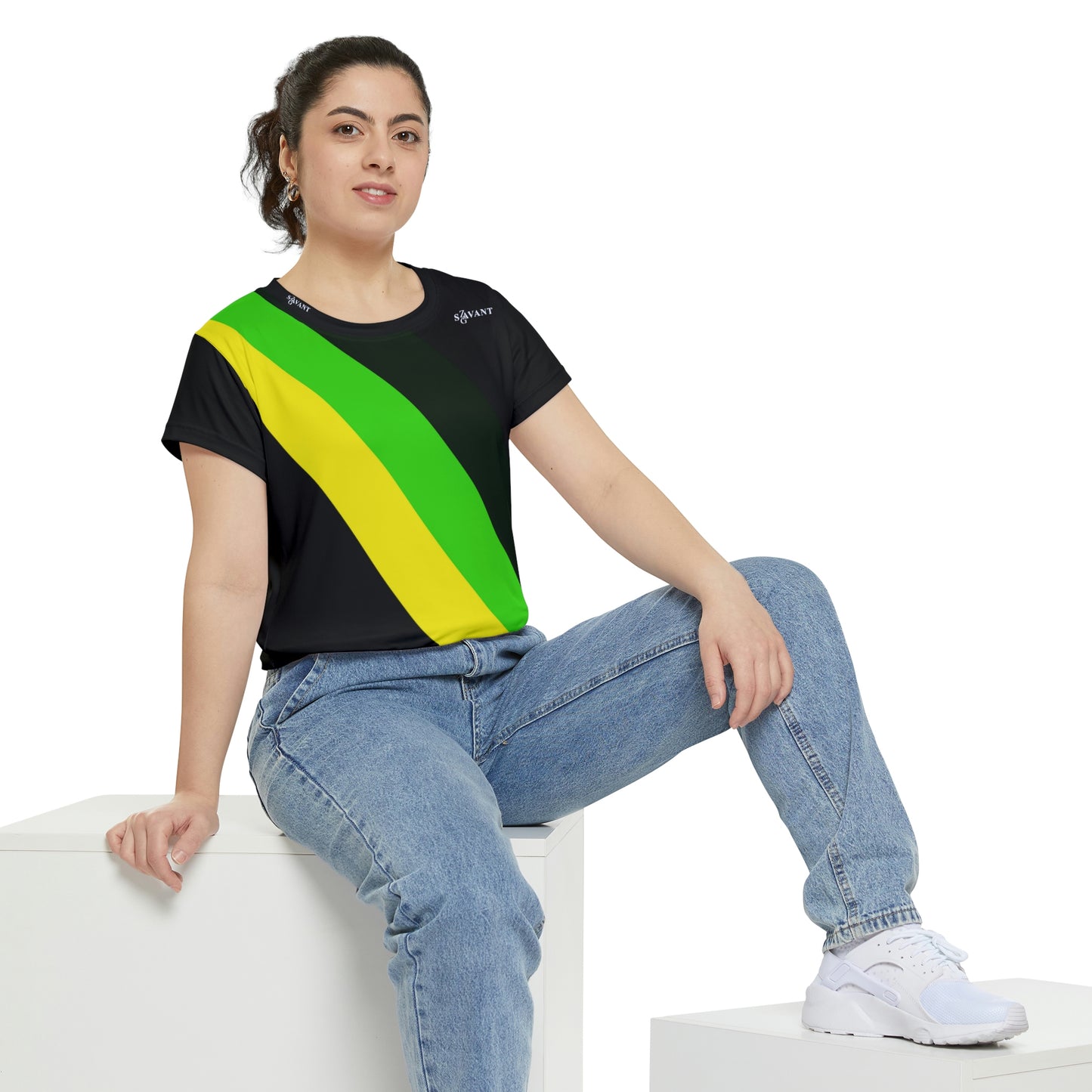 Jamaican Color Short Sleeve T-shirt - Women's (Black)