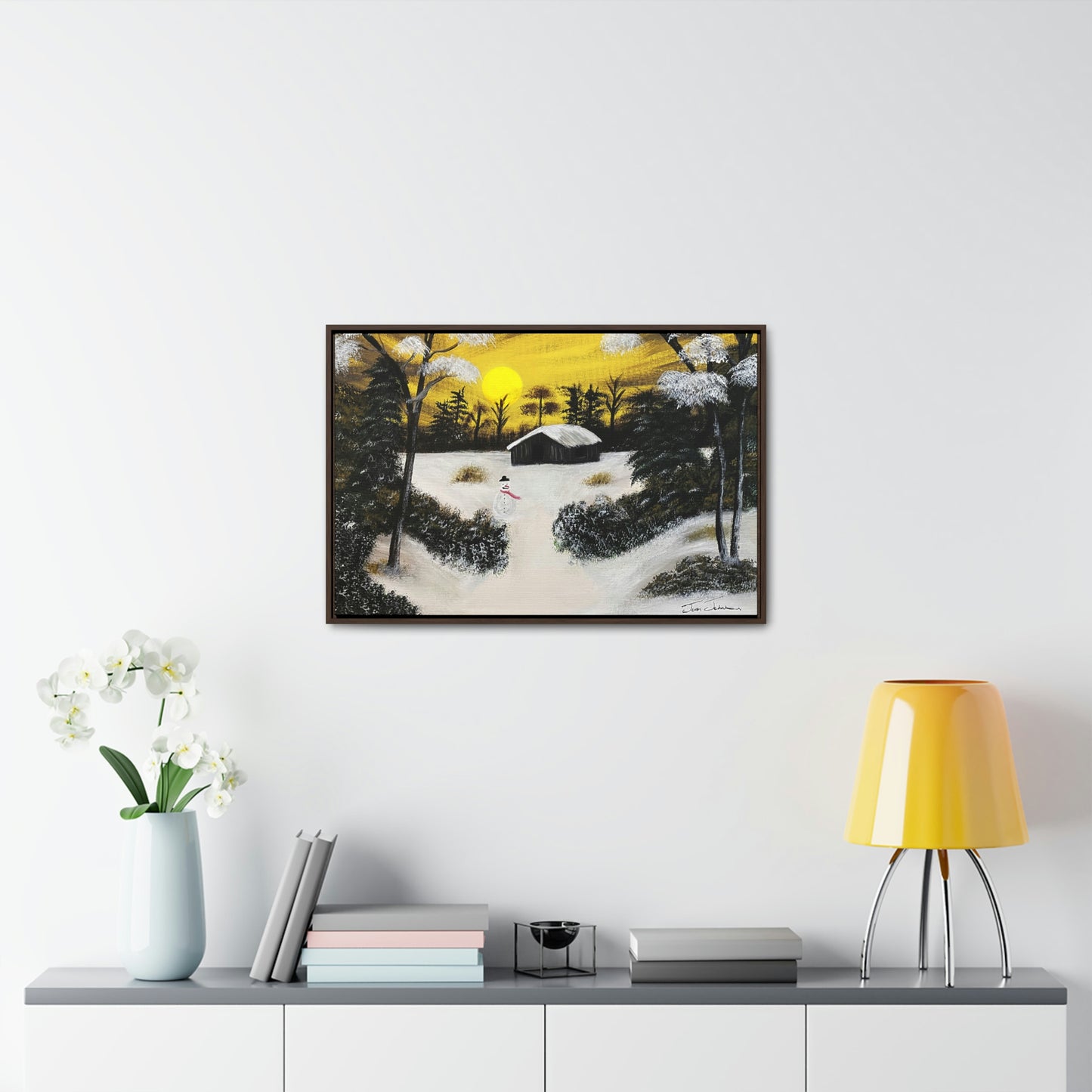 A Snowy Day by the Cabin - Gallery Canvas