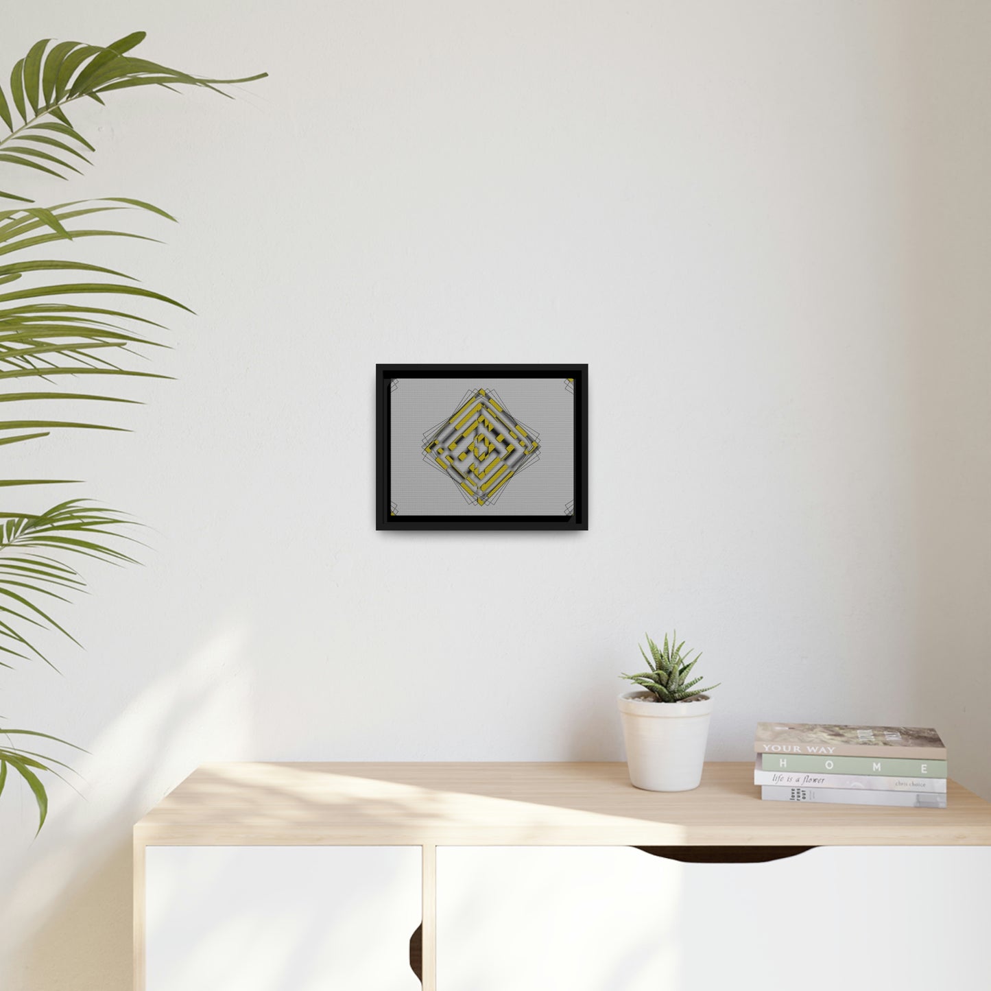 Abstract Art - Yellow | Matte Canvas | Black Frame