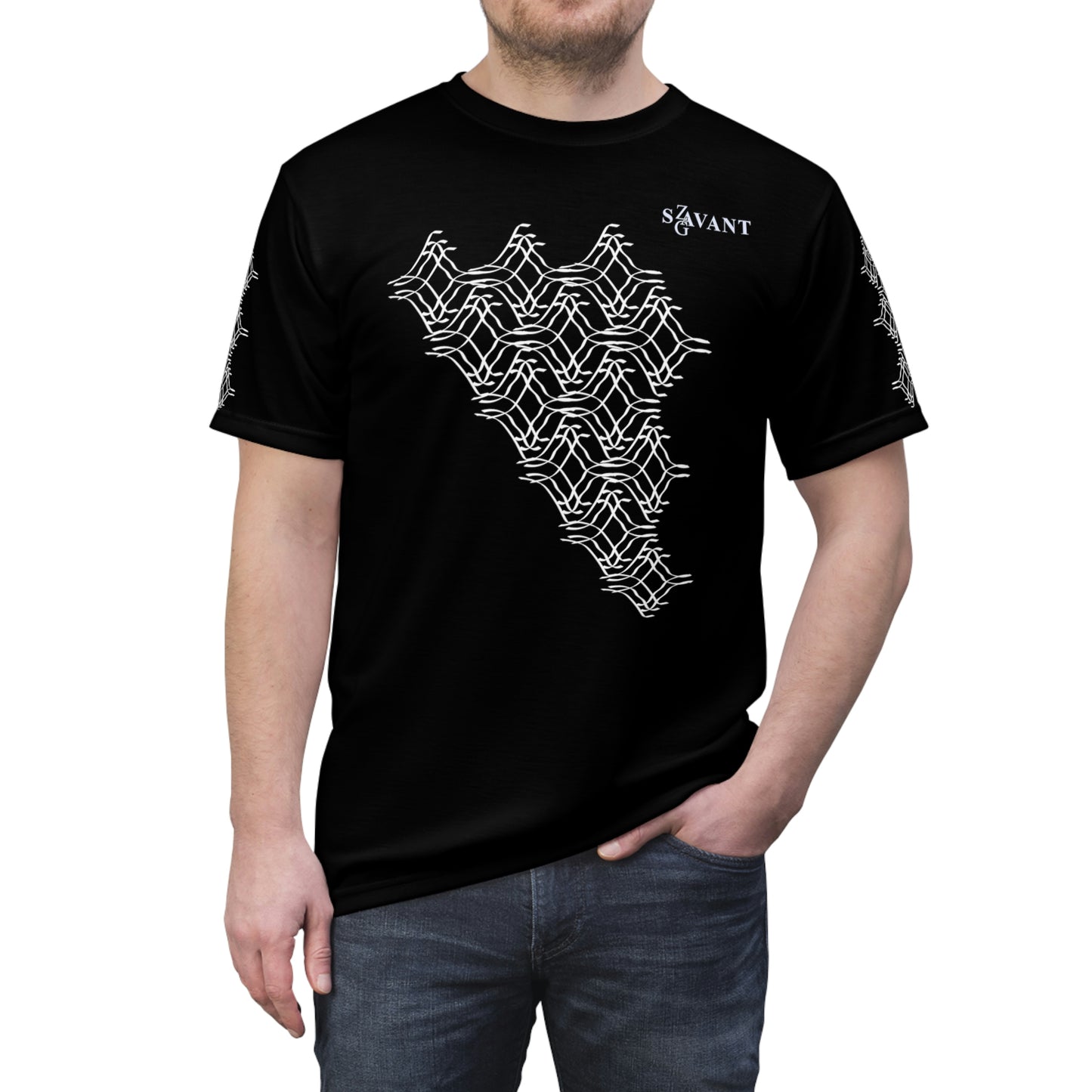 Men’s Graphic Tee | Fence Design | Black and White