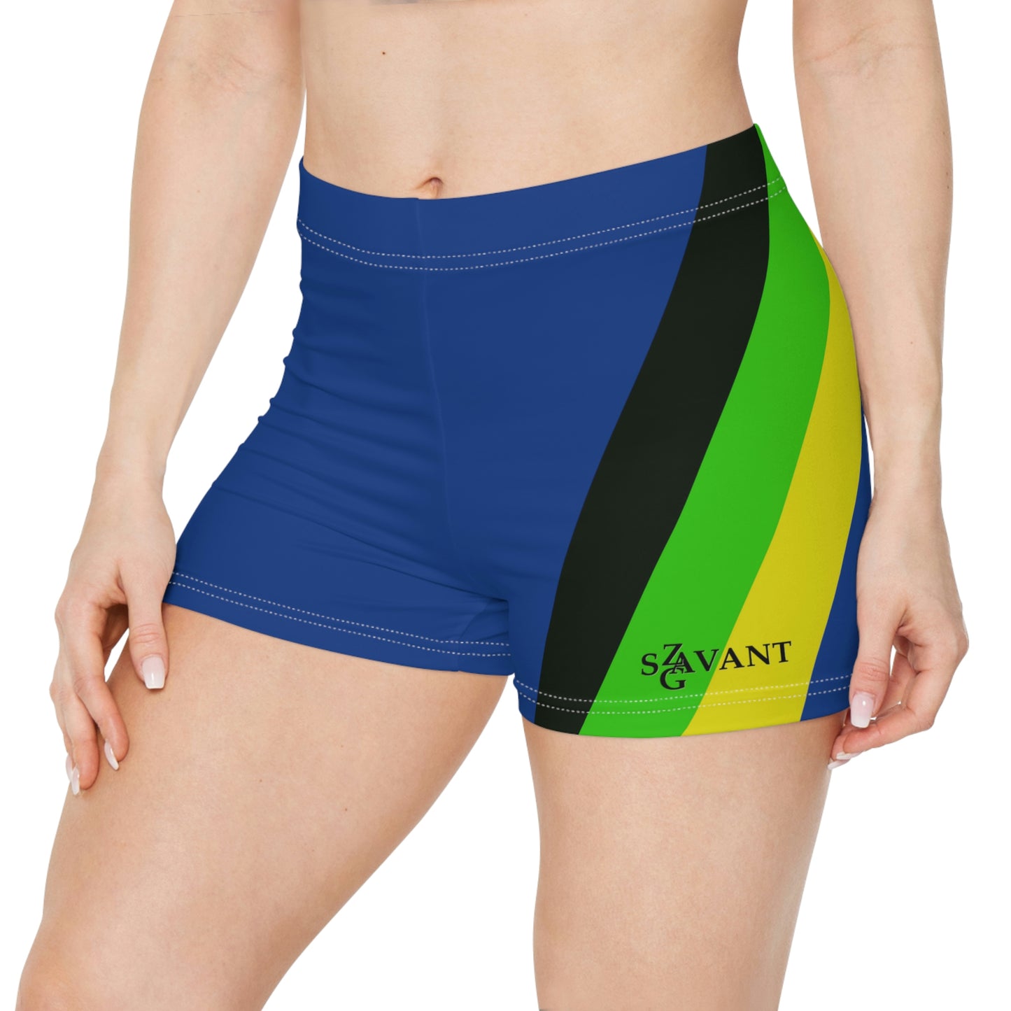Bleu Sports Shorts (Jamaican Colors - Women's)