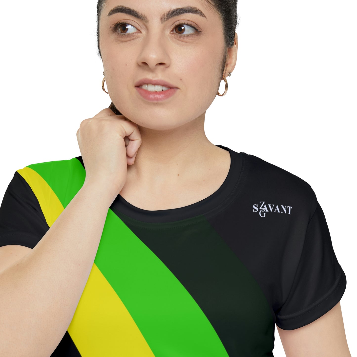 Jamaican Color Short Sleeve T-shirt - Women's (Black)